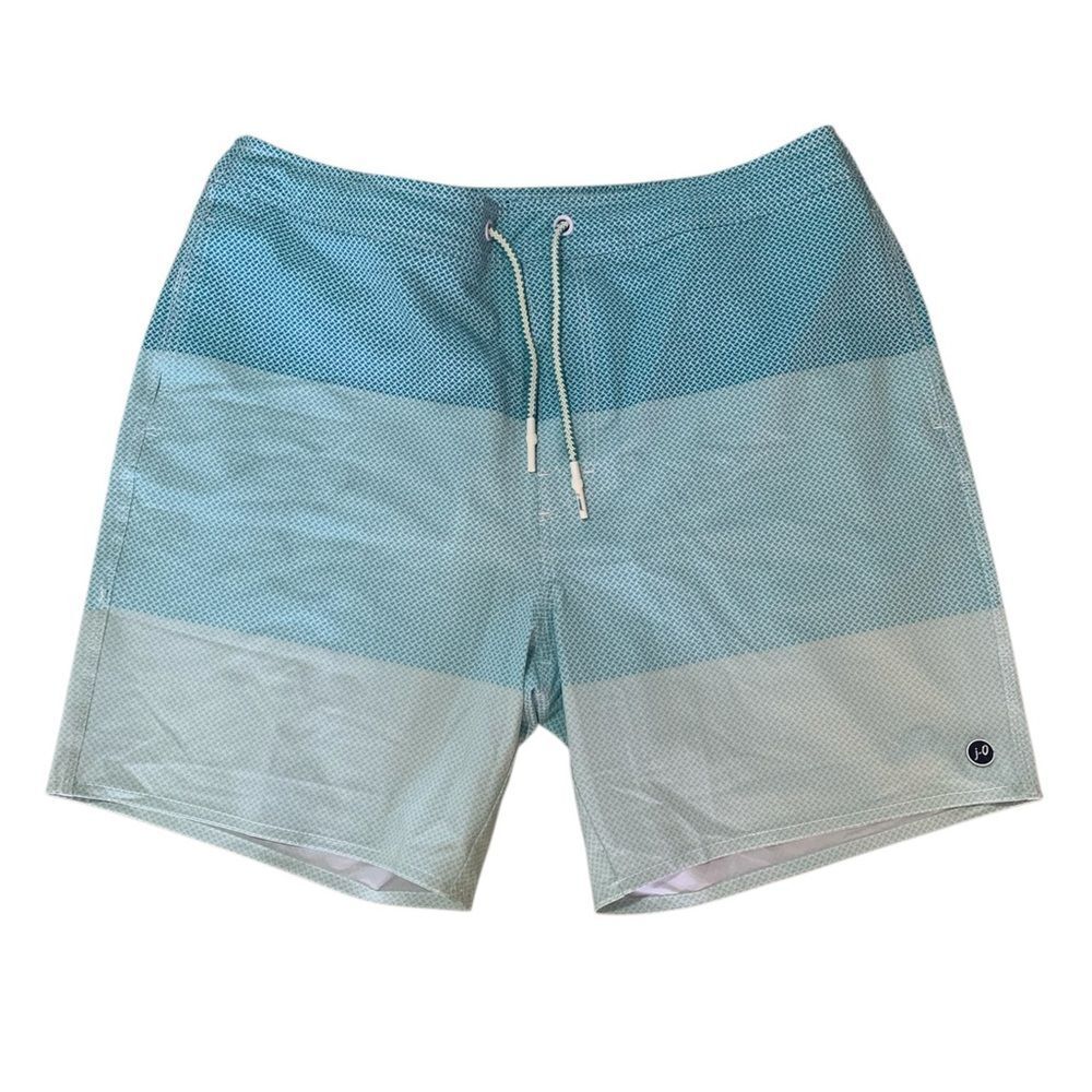 Johnnie-O Swim Trunks Blue Colorblock Geometric Pattern Board Shorts Mens XL - Picture 3 of 4